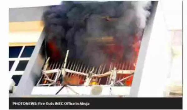 Tragedy Struck Fire Guts INEC’s National Headquarters [See Photos]
